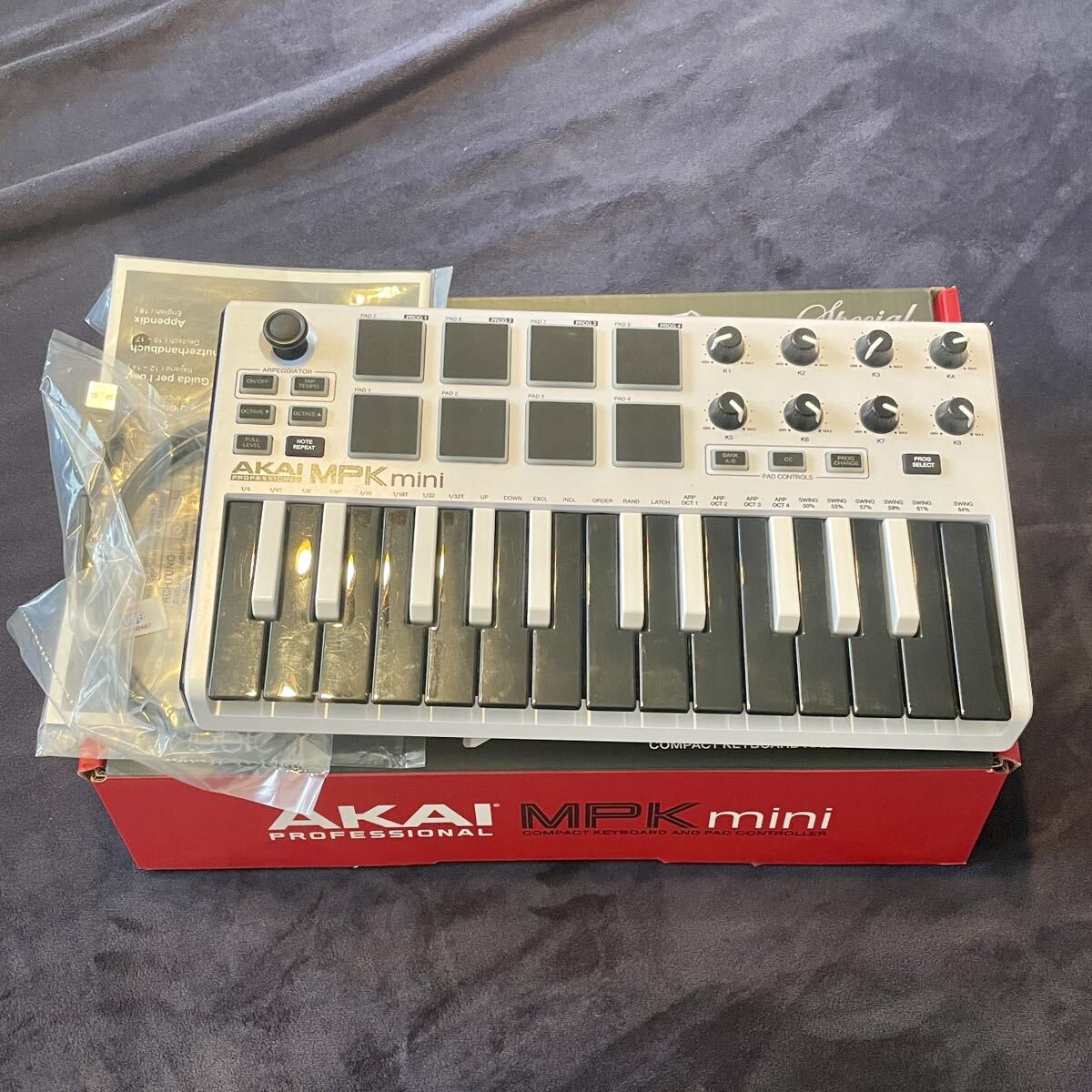 AKAI MPK mini PROFESSIONAL 25鍵盤 MIDI キーボード コントローラー 中古 動作品 説明書・箱付属 送料無料_画像1