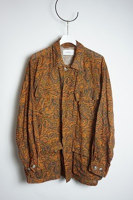 美品 JOHN BULL ジョンブル Pattern Fatigue Shirt パターン ファティーグ 長袖 シャツ リネン スプリング 204-0182-00 茶オレンジ 515O_画像1