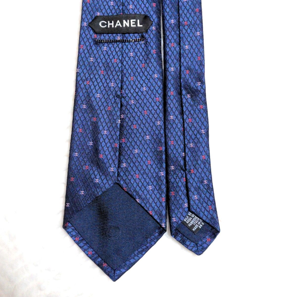 CHANEL シャネル ネクタイ ココマーク チェーン ジャガード 光沢 CHANEL シャネル ネクタイ ココマーク チェーン ジャガード 光沢