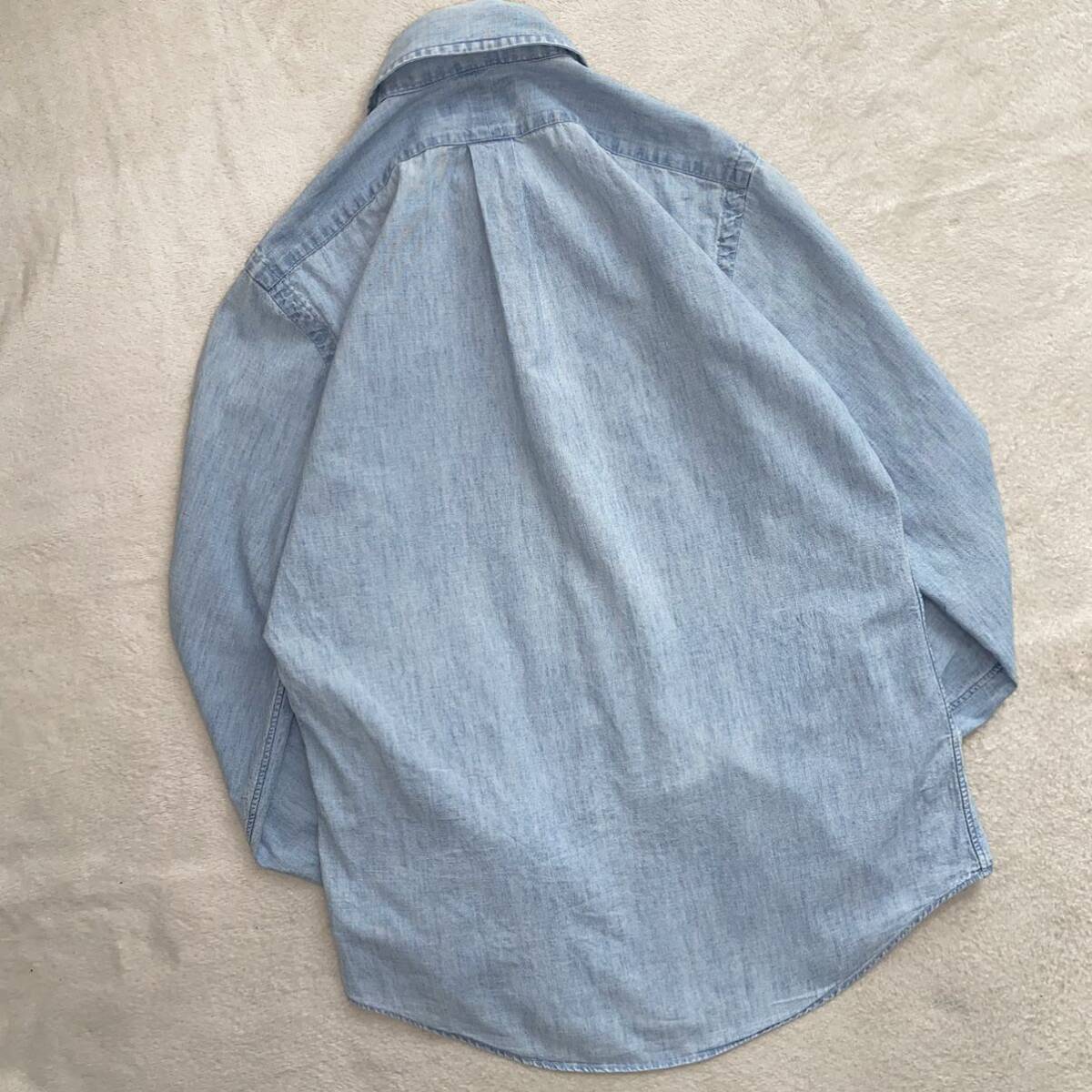 Ralph Lauren シャンブレーシャツL位　正規品　ライトブルー　家洗い可　長袖シャツ　ブラウス_画像9