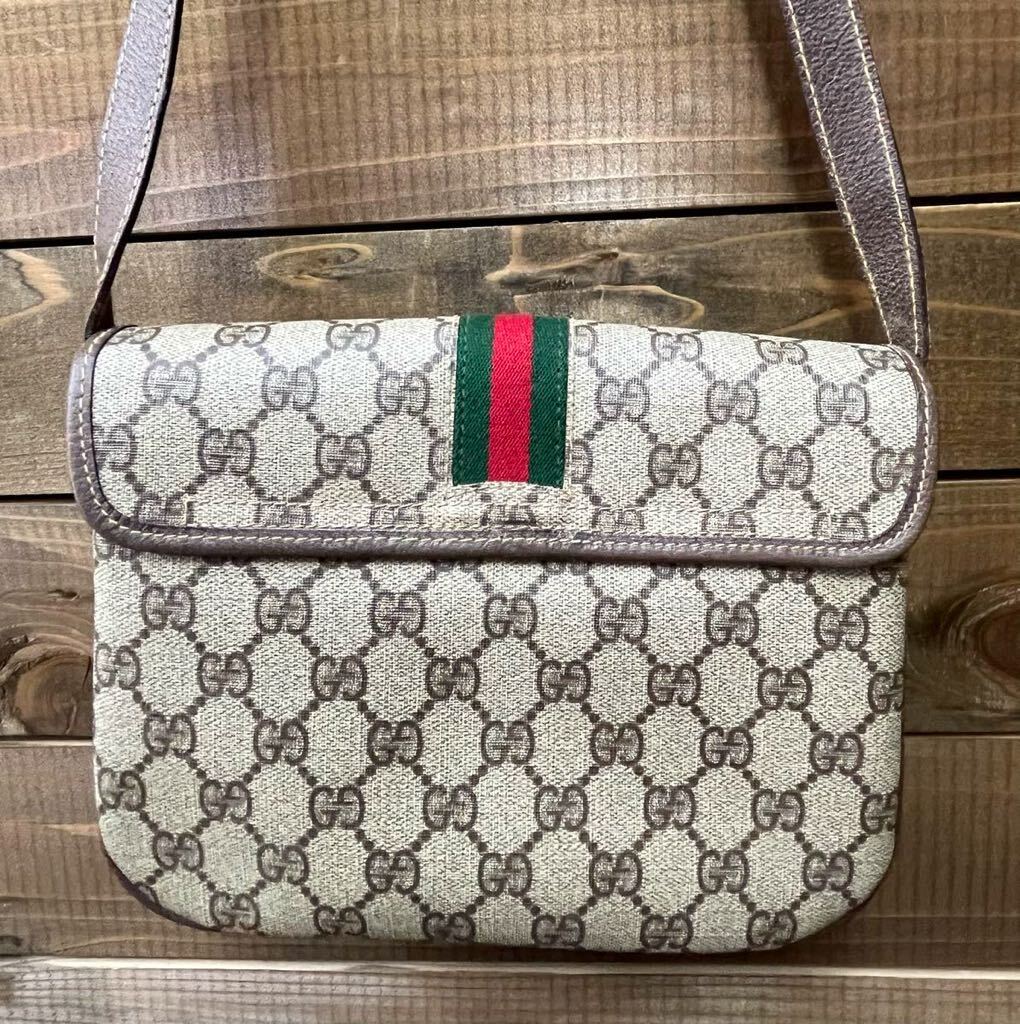 *1 иен * GUCCI Gucci Sherry линия сумка на плечо Vintage GG рисунок 001*113*6862 поверхность хорошая вещь внутри сторона с дефектом used