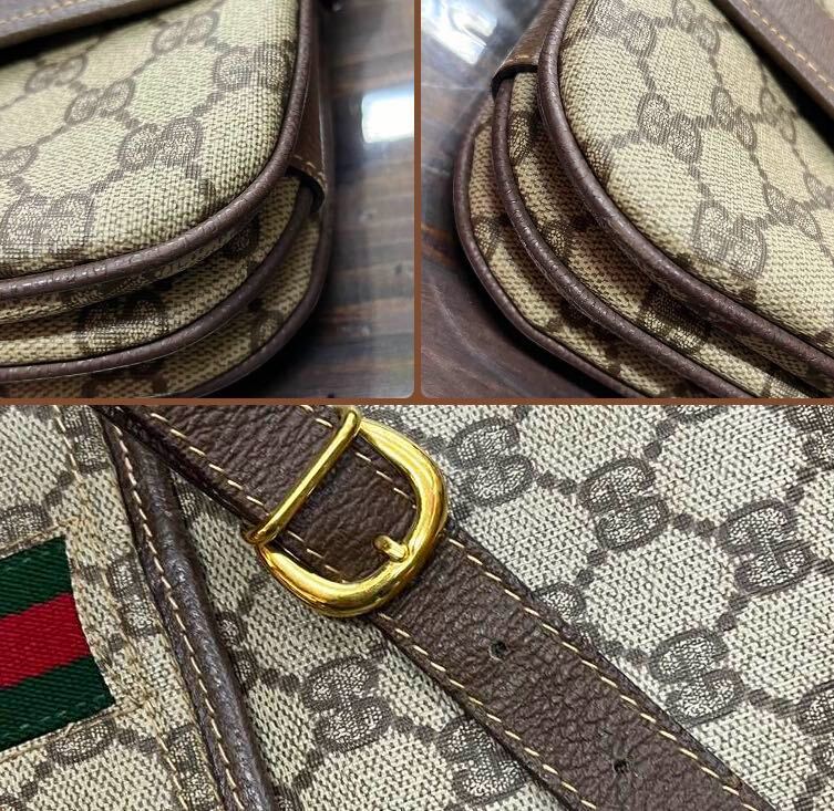 ◇1円 ★ GUCCI グッチ シェリーライン ショルダーバッグ ヴィンテージ GG柄 001・113・6862 表面良品内側難あり usedの画像9