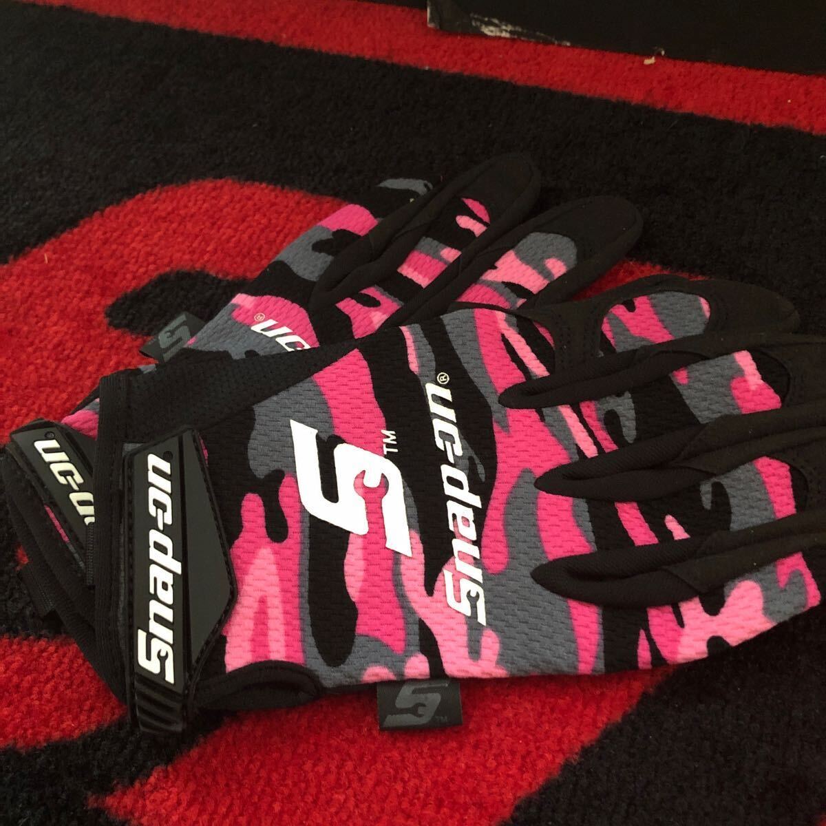  Snap-on mechanism nik glove limitation duck pattern Pink Lady -s size L new goods Snap-on work gloves 