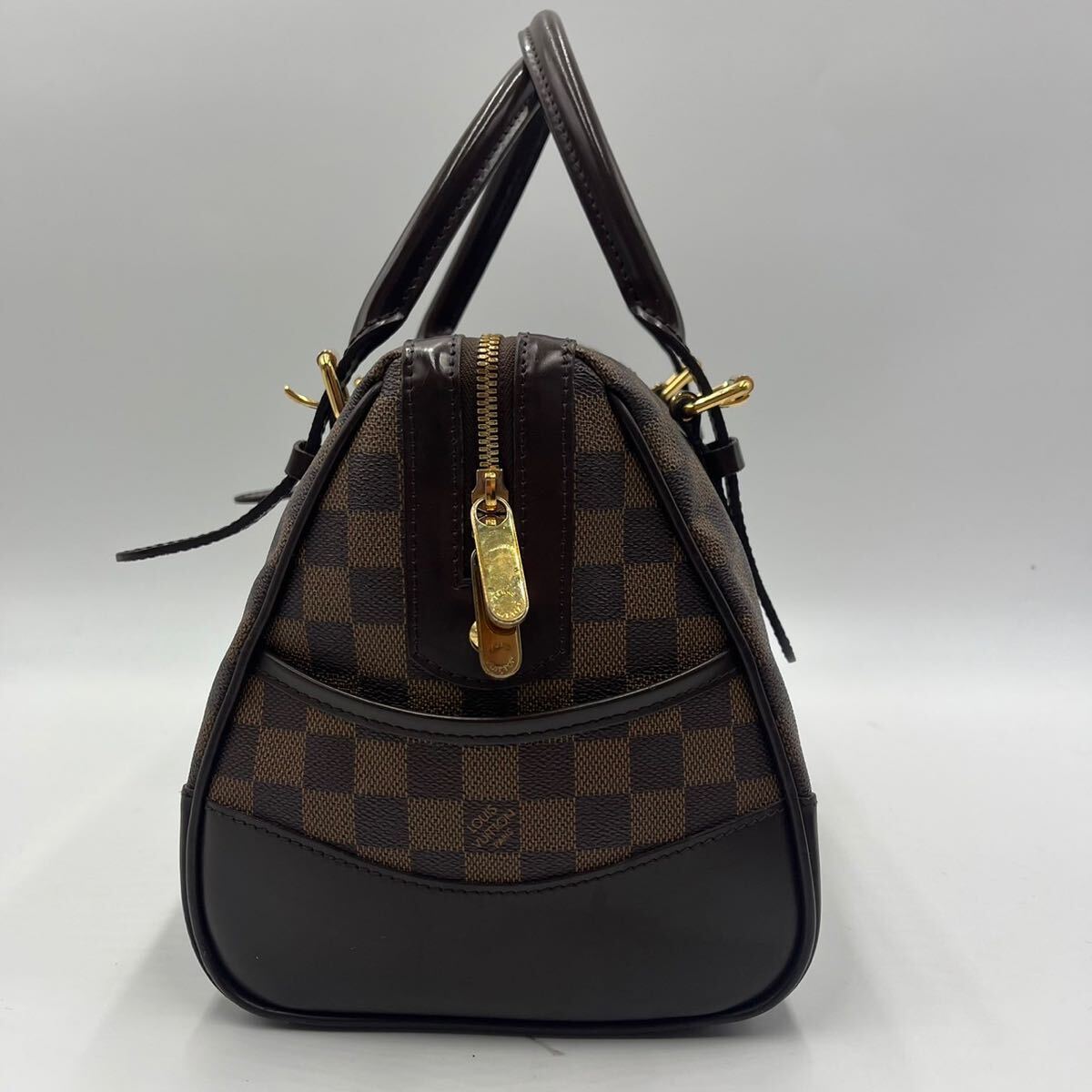 《鑑定済》LOUIS VUITTON ルイヴィトン ロゴプレート ハンドバッグ ミニボストン N52000 バークレー ダミエキャンバス エベヌ ブラウン_画像4