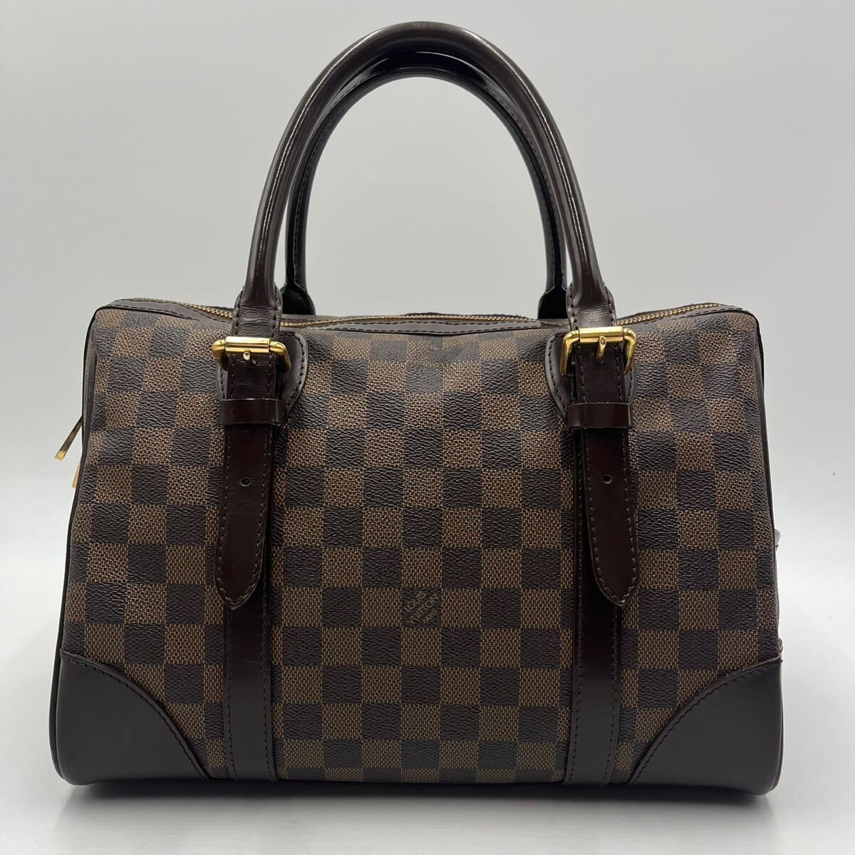 《鑑定済》LOUIS VUITTON ルイヴィトン ロゴプレート ハンドバッグ ミニボストン N52000 バークレー ダミエキャンバス エベヌ ブラウン_画像3