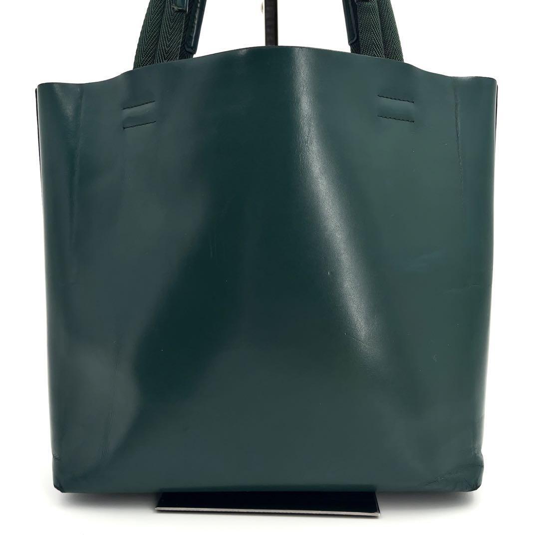 希少】PRADA プラダ トートバッグ カーフレザー ロゴ 緑 希少】PRADA プラダ トートバッグ カーフレザー ロゴ 緑