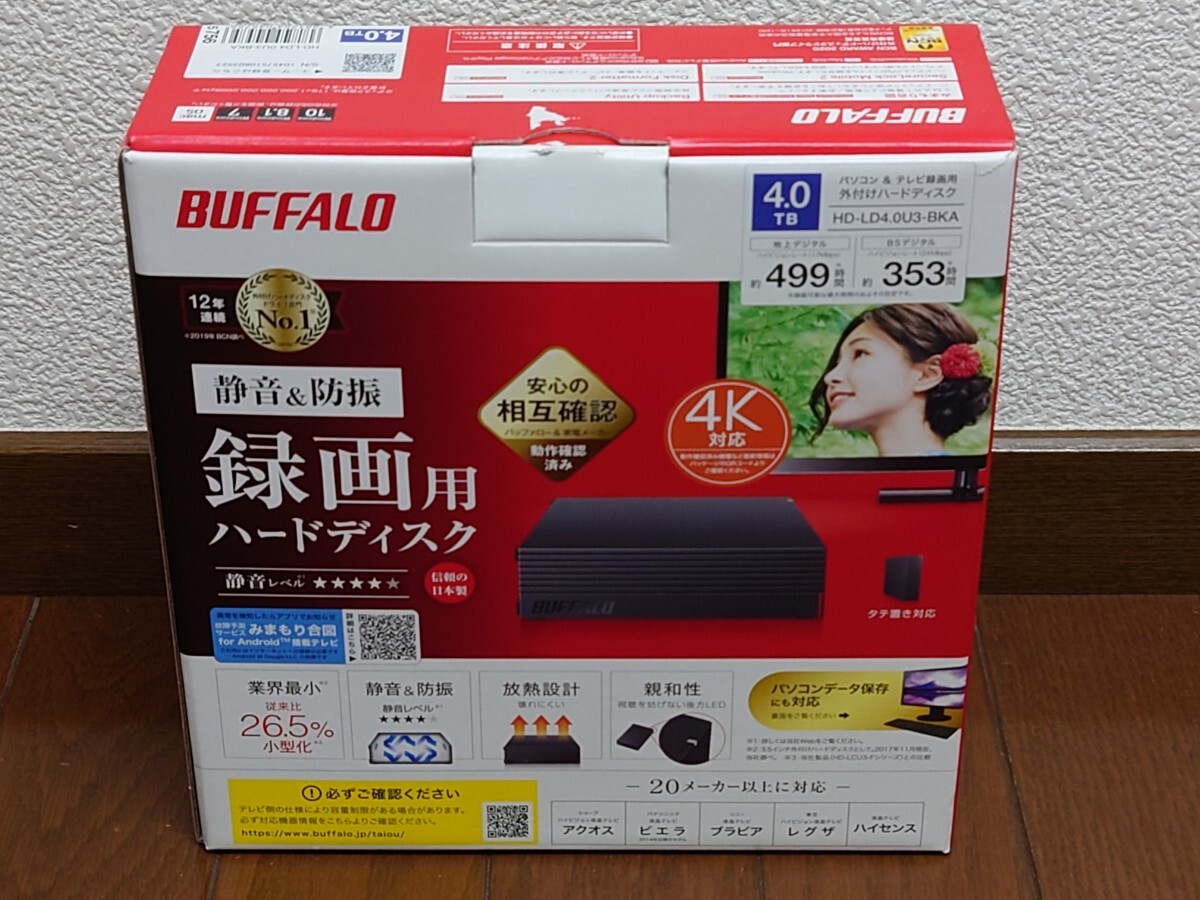 BUFFALO バッファロー パソコン& テレビ録画用 外付けハードディスク 4.0TB （HD−LD4.0U3-BKA）の画像2