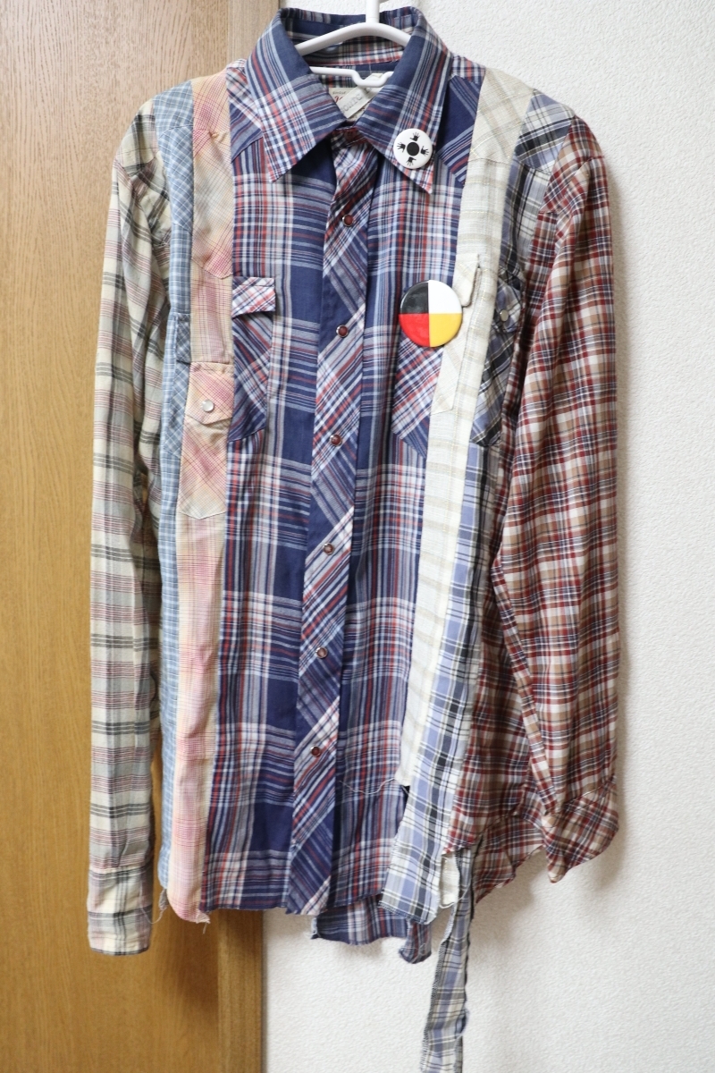  men's fashion Sonic Rav SONICLAB remake shirt L size * check pattern Nepenthes 