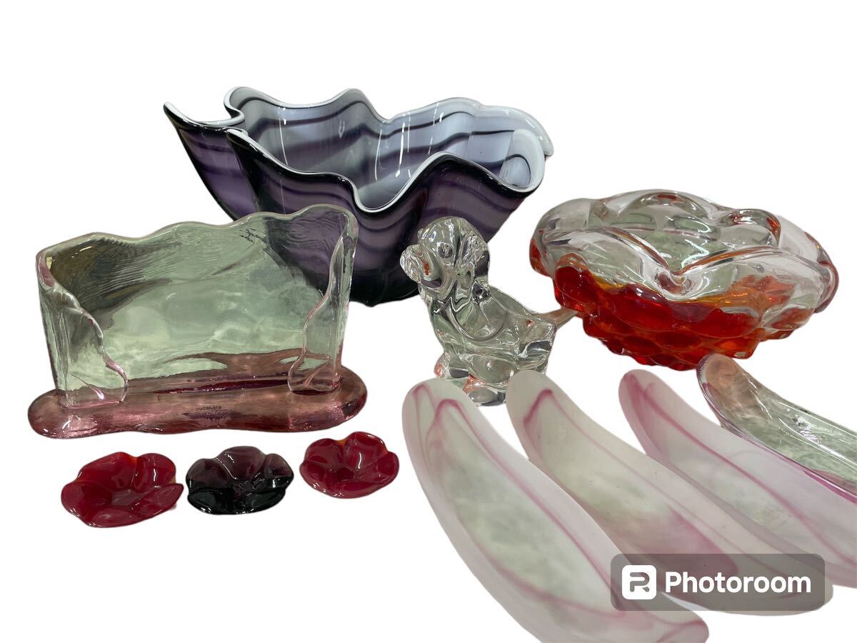 昭和レトロ インテリア ガラス硝子 大皿　食器　ナプキンホルダー置物 (0514c1)_画像1