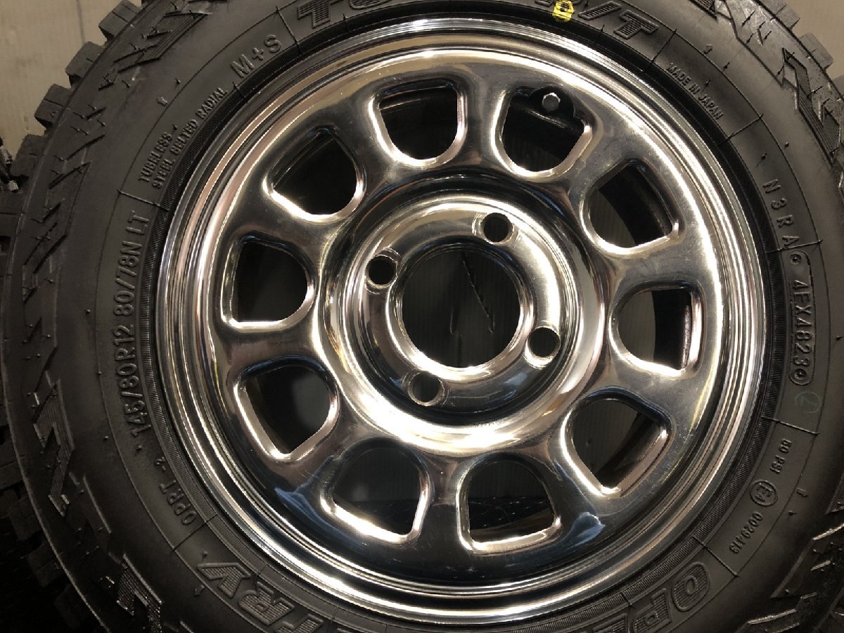 タイヤ新品【TOYO OPEN COUNTRY R/T 145/80R12LT】夏タイヤ【デイトナ メッキ 12インチ 4J4HPCD100+40】ハイゼット エブリィ等　(VTH950)_画像4