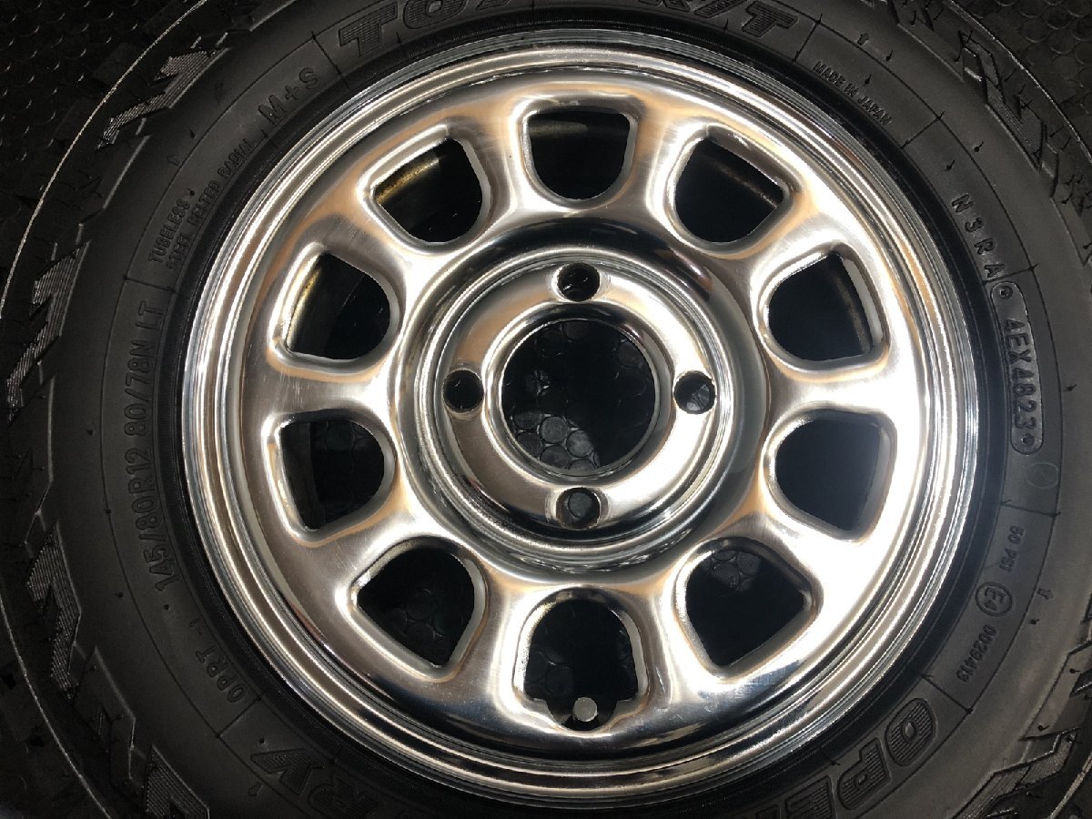 タイヤ新品【TOYO OPEN COUNTRY R/T 145/80R12LT】夏タイヤ【デイトナ メッキ 12インチ 4J4HPCD100+40】ハイゼット エブリィ等　(VTH950)_画像2