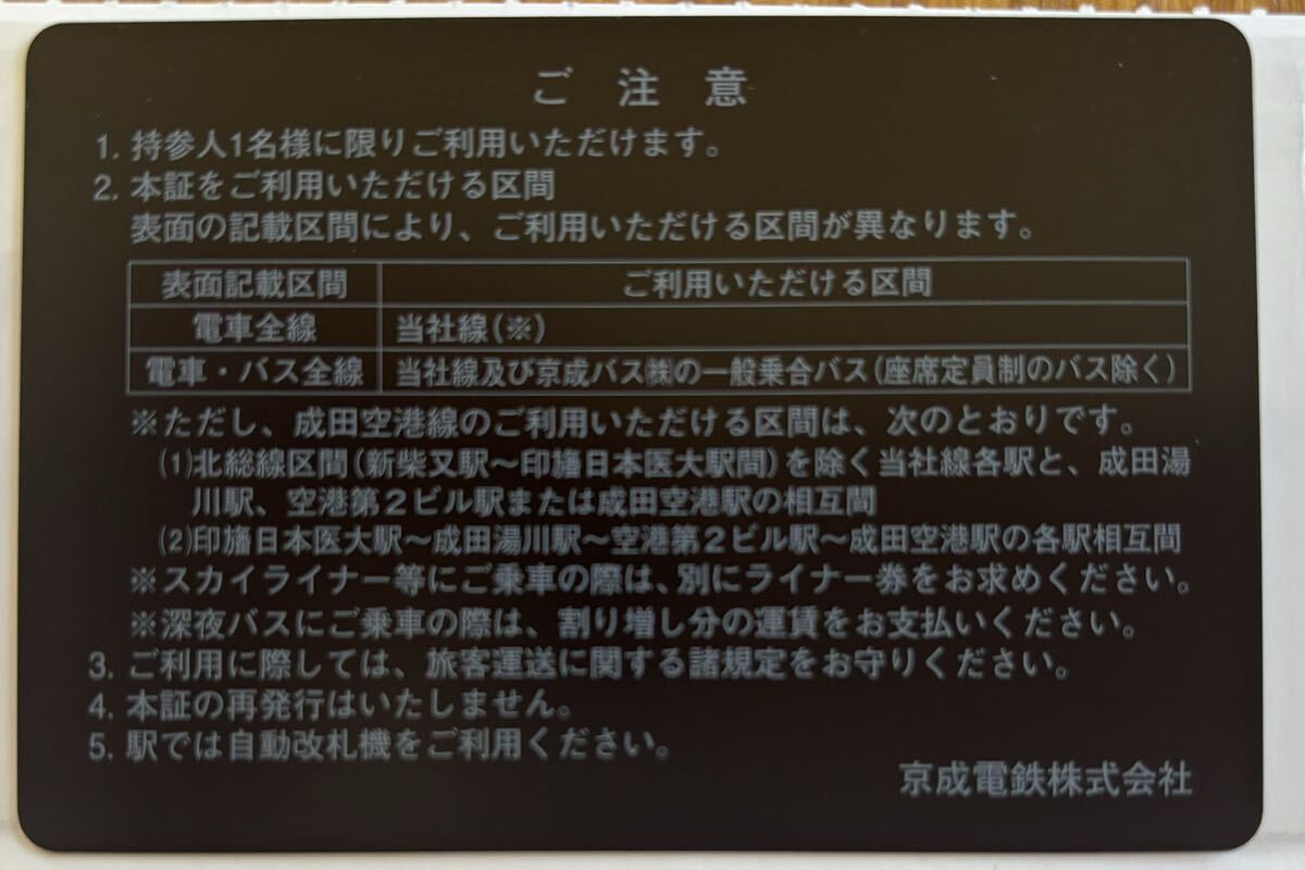 京成電鉄 株主優待乗車証 電車・バス全線 定期型 期限 2024年11月30日 男性名義　送料無料！　_画像2