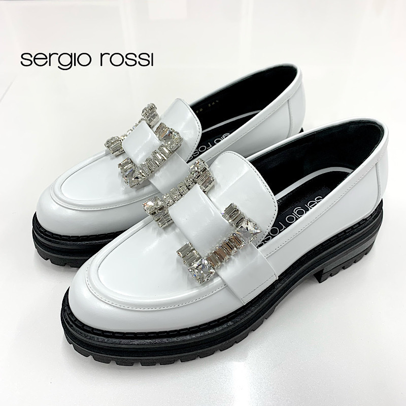 9834 セルジオロッシ レザー ビジュー バックル ローファー 9834 セルジオロッシ レザー ビジュー バックル ローファー