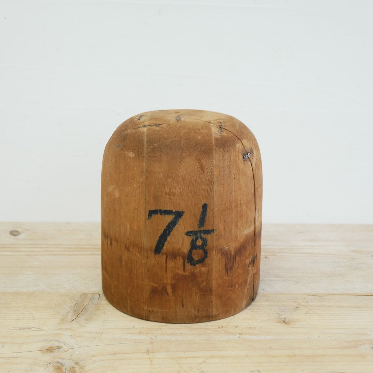 ヴィンテージ 木製 ヘッドトルソー / アメリカ アンティーク 帽子 型 ウッド ハット モールド ブロック ディスプレイ小物 #602-50-127-320_画像2