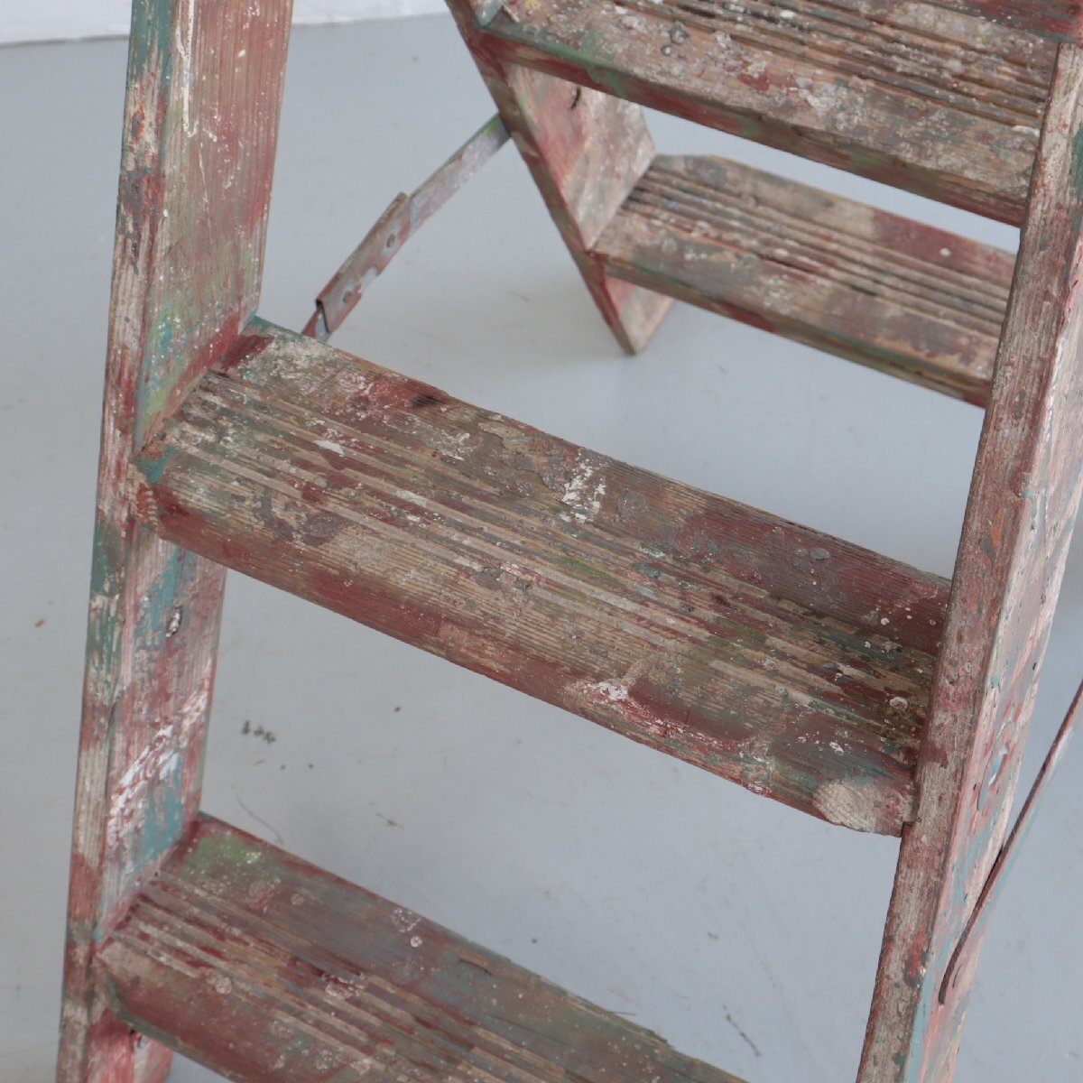  Vintage 3 step stepladder / America wooden ladder ladder display store furniture gardening antique paint paint #502-58-133