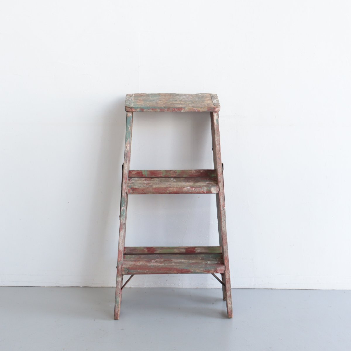  Vintage 3 step stepladder / America wooden ladder ladder display store furniture gardening antique paint paint #502-58-133