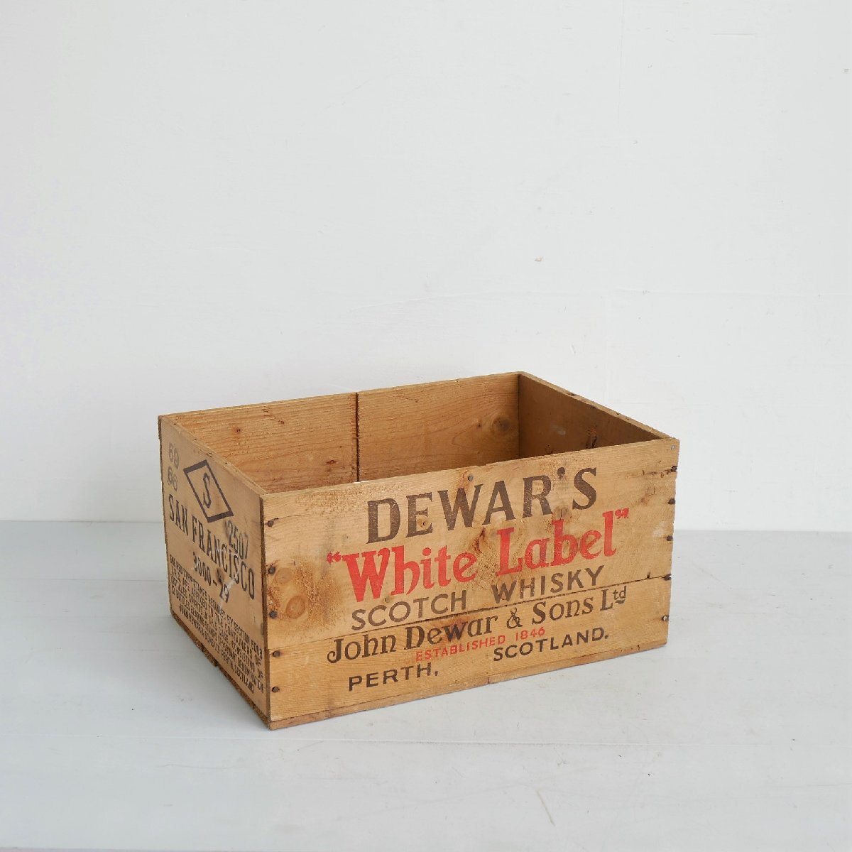 ヴィンテージ DEWAR'S White Label 木箱 【#5488】スコッチウイスキー デュワーズ ホワイトラベル アンティーク ウッドボックス WOOD BOX_画像1