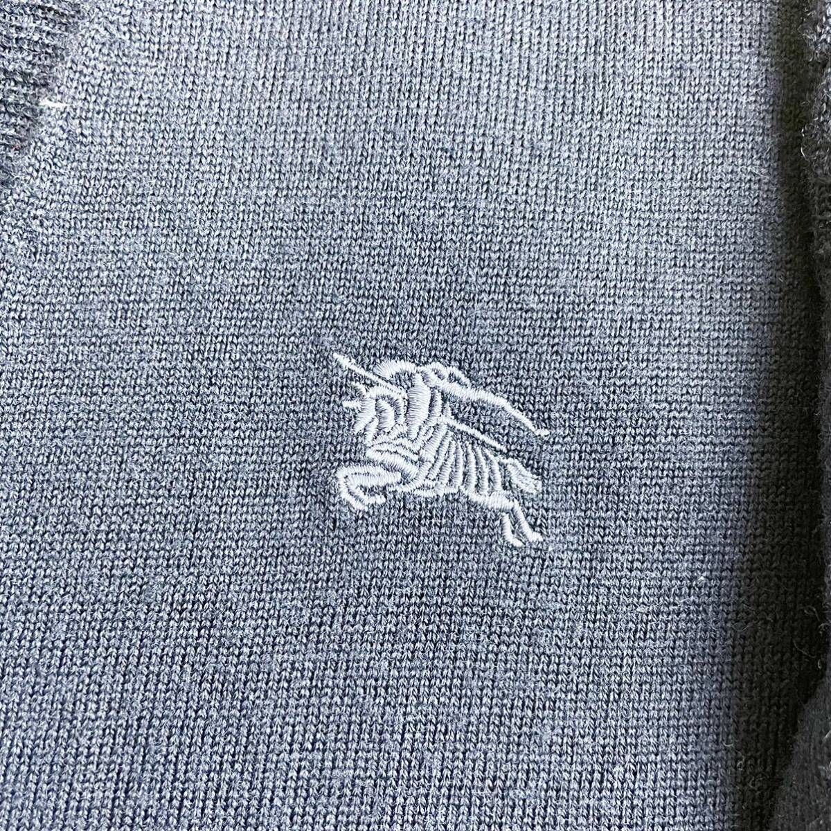 [E11]BURBERRY BLACK LABEL Burberry Black Label cardigan long sleeve knitted hose Logo noba check navy blue navy 4 XL size 