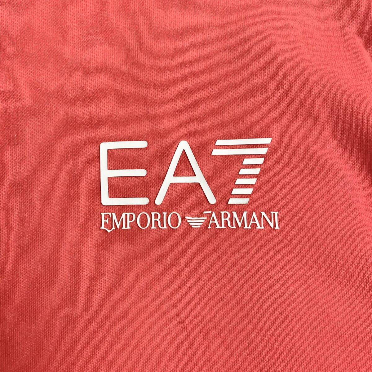 【E17】EMPORIO ARMANI EA7 エンポリオアルマーニ ジップアップパーカー ロゴ フルジップ 赤 レッド Mサイズ メンズ_画像3
