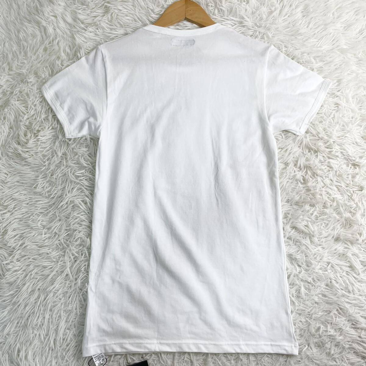 【E34】新品◎EMPORIO ARMANI エンポリオアルマーニ Tシャツ 半袖 ロゴ プリント ホワイト ブラック 48 Mサイズ 白×黒 メンズ トップス _画像4