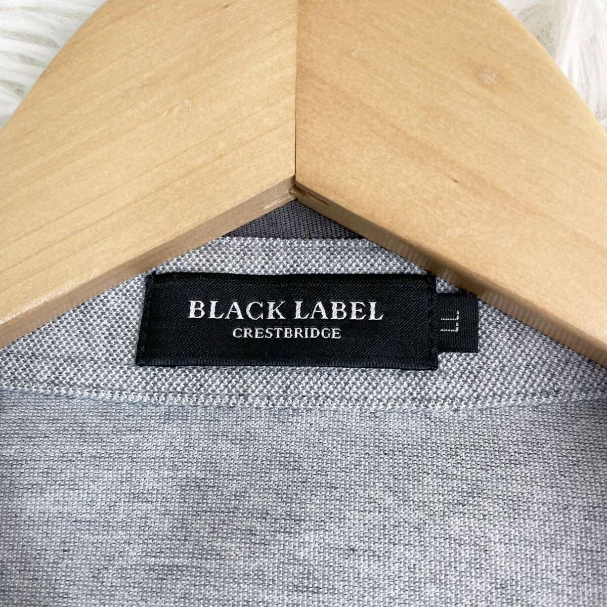【E36】未使用級◎BLACK LABEL CRESTBRIDGE ブラックレーベルクレストブリッジ ポロシャツ 半袖 ノバチェック 刺繍 ロゴ グレー 灰色 XL LL_画像6