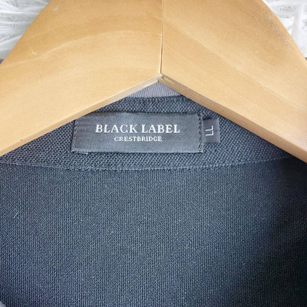 【E35】未使用級◎BLACK LABEL CRESTBRIDGE ブラックレーベルクレストブリッジ ポロシャツ 半袖 ノバチェック 刺繍 ロゴ ブラック 黒 XL LL_画像5