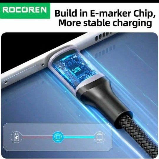 [新品] Rocoren USB-PD 240W 対応 USB-C ケーブル 2m