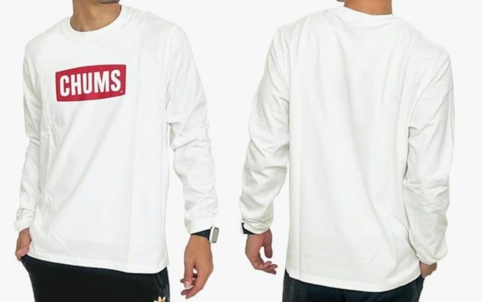【新品未開封】 チャムス ロゴTシャツ 長袖 白×赤 Lサイズ CH01-2302 ロンT CHUMS
