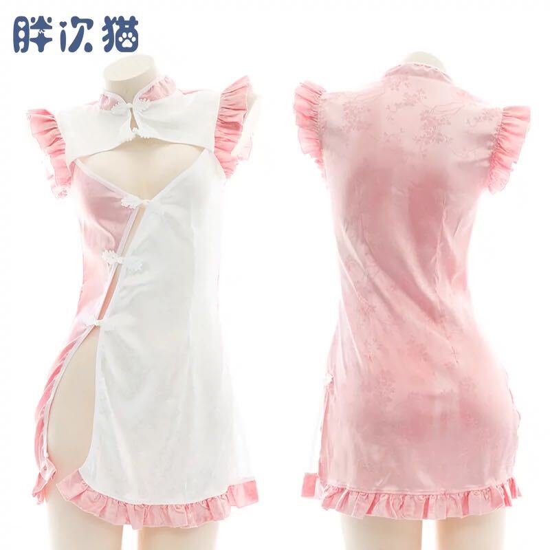  розовый x белый девушка платье в китайском стиле One-piece sexy часть магазин надеты 