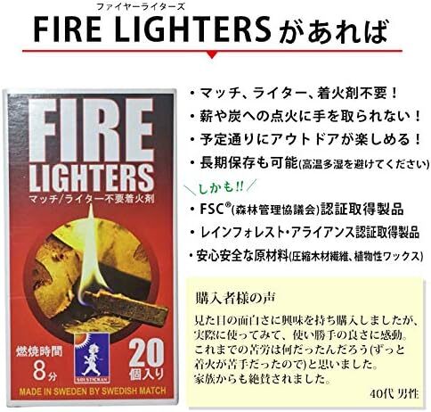 【ヒルナンデス！で紹介】 FIRE LIGHTERS 『 ファイヤーライターズ 』 マッチ型着火剤 燃焼継続 20本入り 1箱_画像6