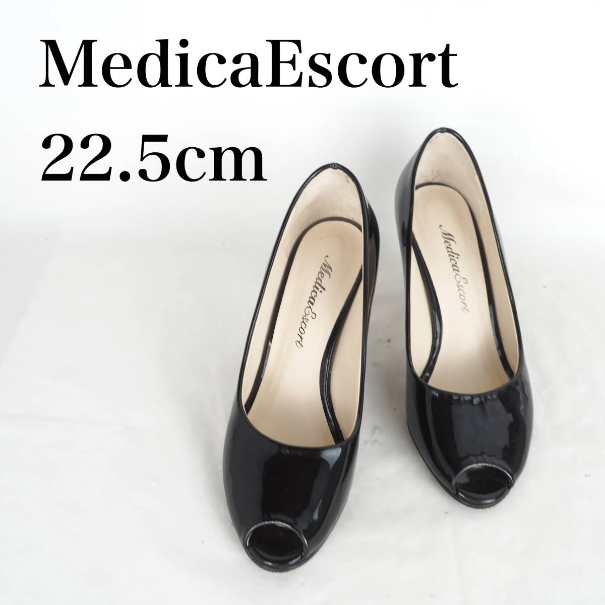 M2706**美品*MedicaEscort*メディカエスコート*オープントゥパンプス*22.5cm*黒*外反母趾矯正*_画像1