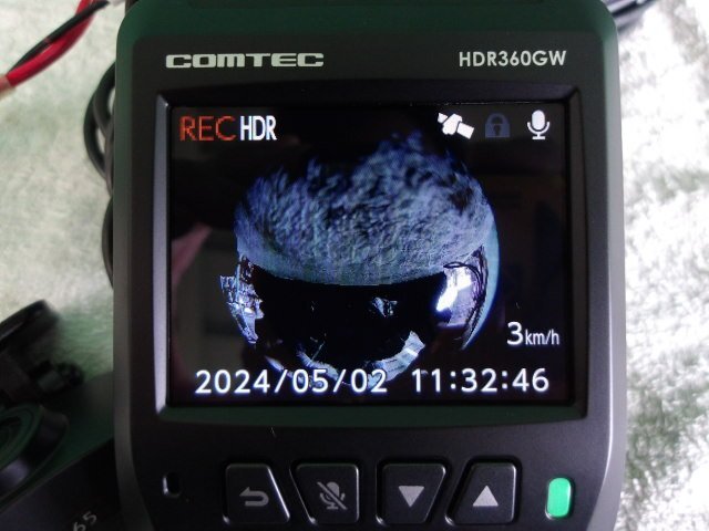 中古 【 コムテック COMTEC ドラレコ HDR360GW 360°カメラ リアカメラ GPS SDカード付 】目視点検OK_画像5