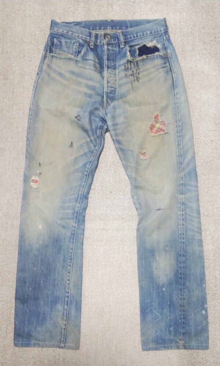 ◎絶品◎名作・貴重◎LVC LEVI'Sリーバイス 44501 ビンテージUSEDリメイク加工大戦モデル W32(81cm) 赤耳 BIG-E 日本製 _画像1