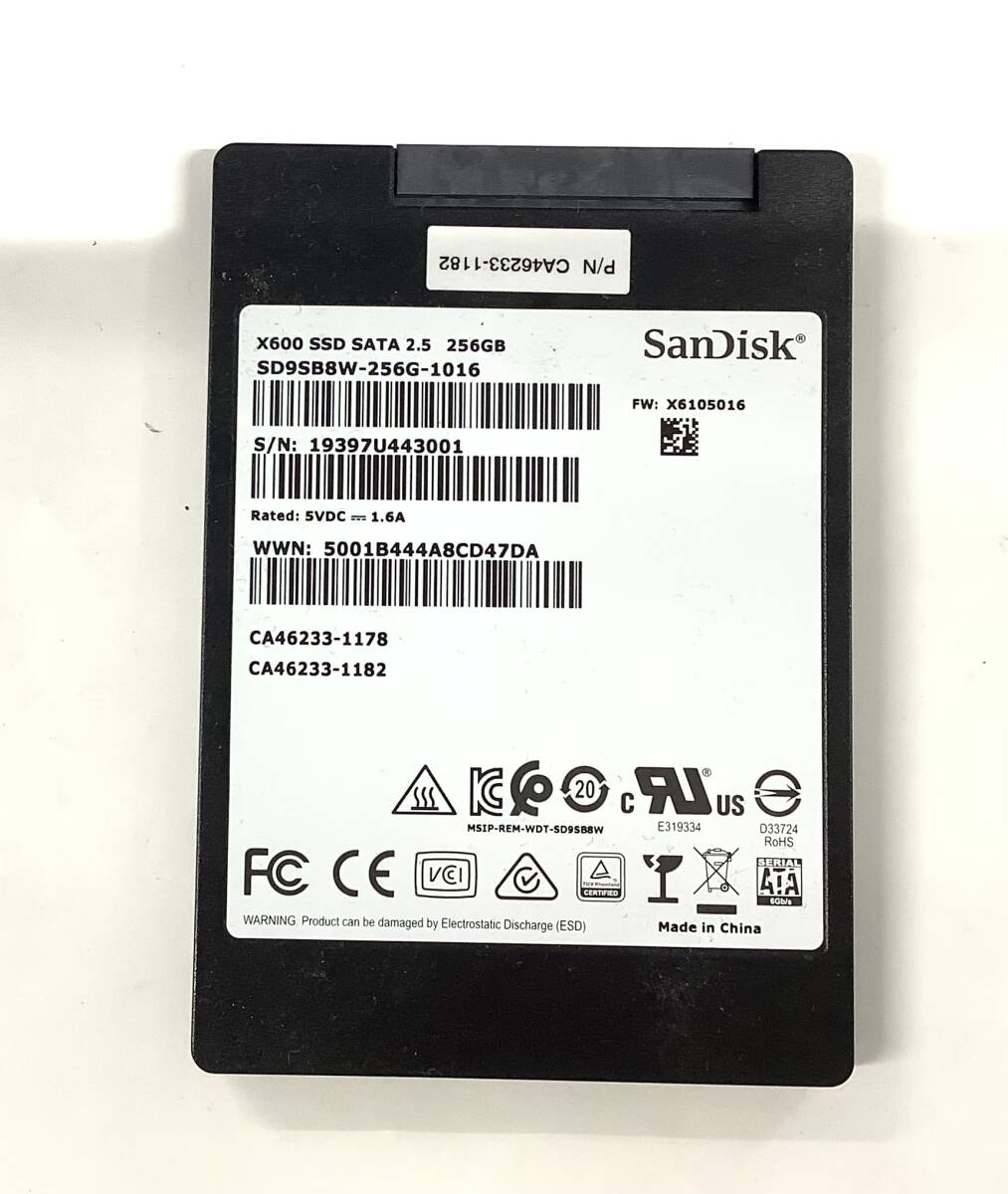 S6051337 SanDisk SATA 256GB 2.5インチ SSD 1点 【中古動作品】_画像1
