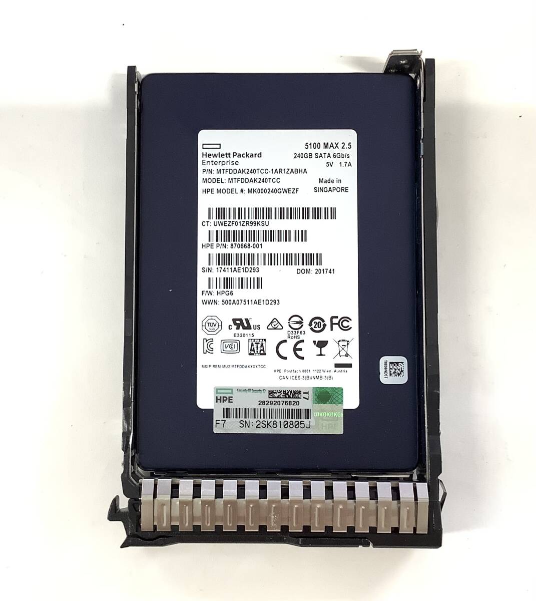 S6050830 HP SATA 2.5 -inch 240GB SSD 1 point *HP Gen10 mounter - attaching [ used operation goods ]