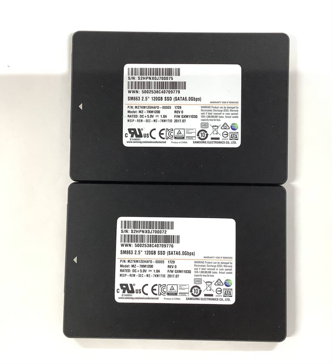 S6050836 SAMSUNG SATA 2.5インチ 128GB SSD 2点 【中古動作品】の画像1