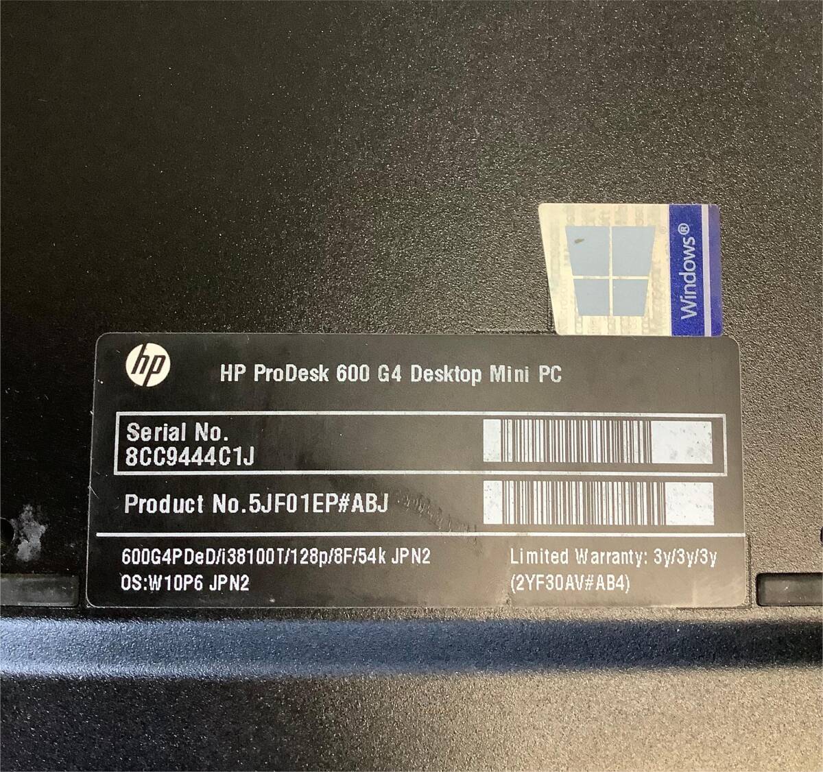 S6051567 HP ProDesk 600 G4 Desktop Mini PC 1点【通電OK、本体のみ、AC欠品】_画像4