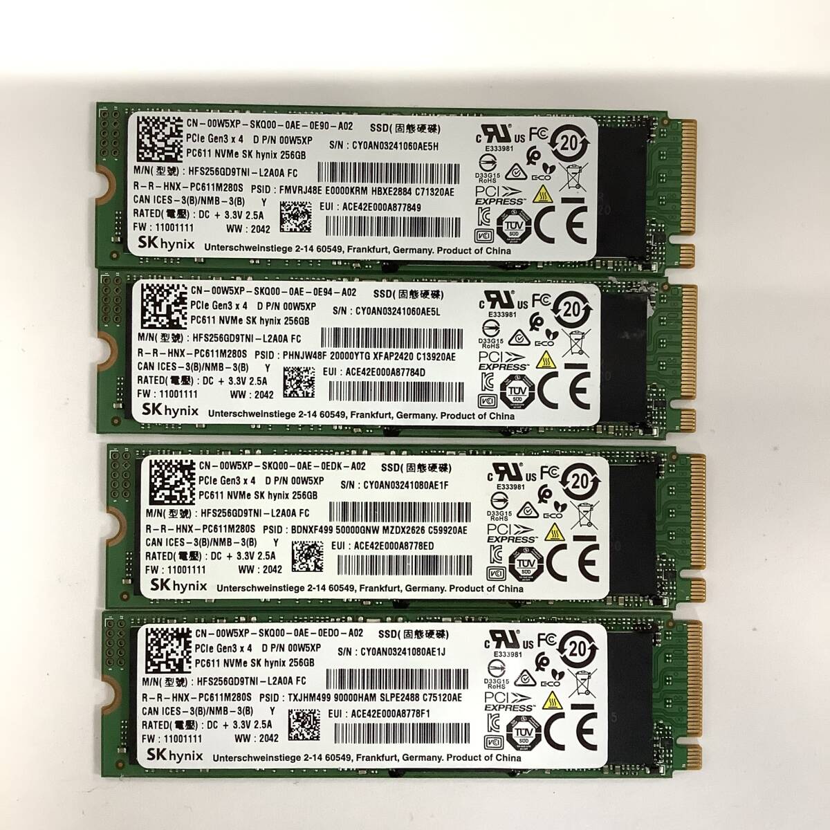 S60502154 SK hynix NVMe 256GB SSD 4点 【中古動作品】の画像1