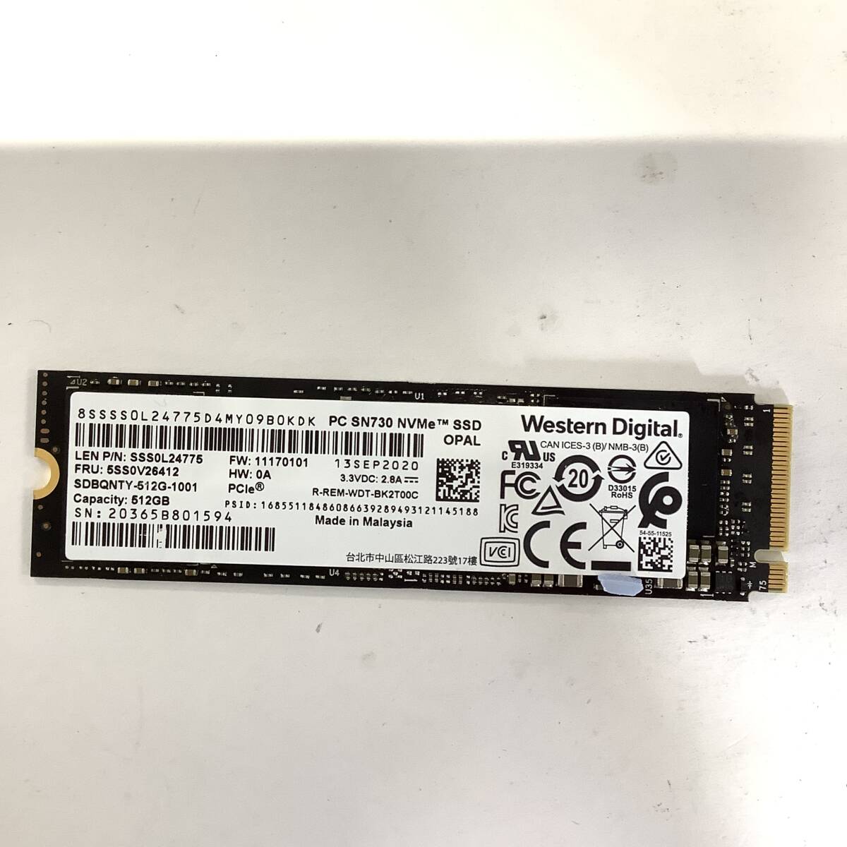 S60514157 WD NVMe 512GB SSD 1点【中古動作品】_画像1