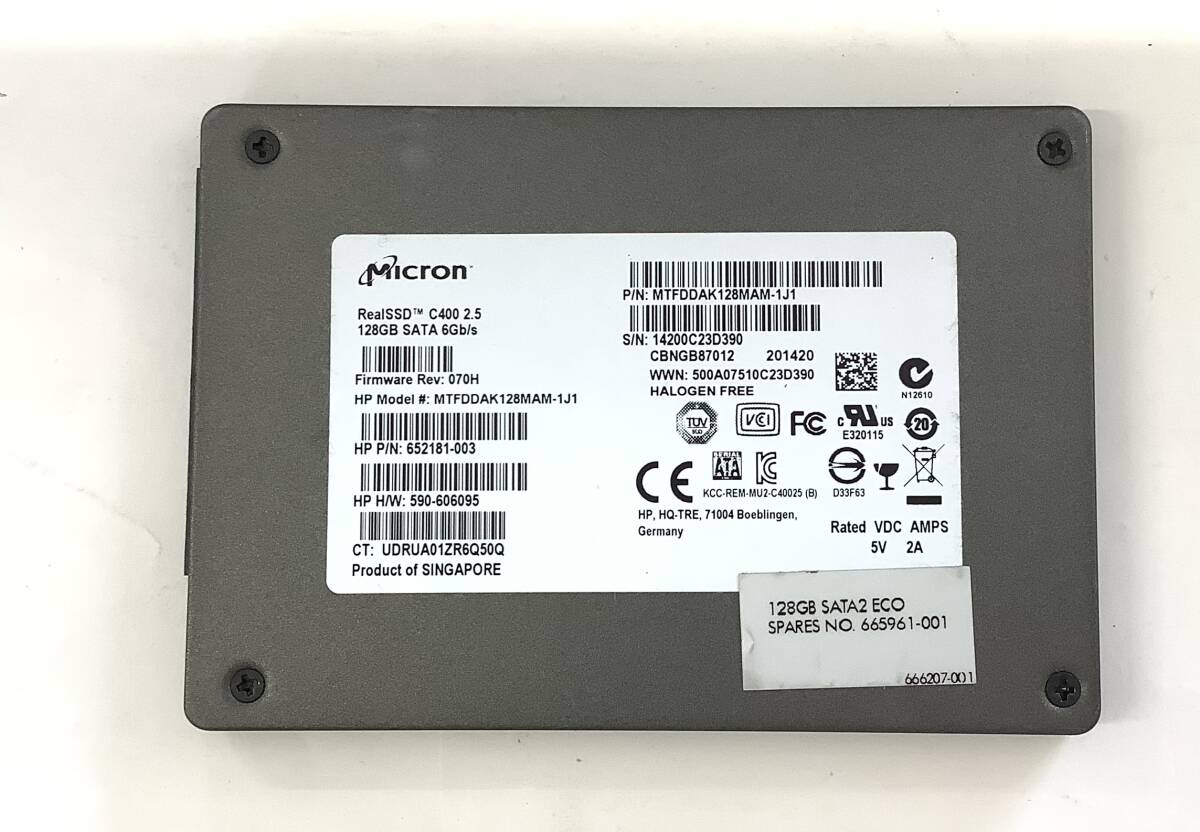 S6051534 Micron SATA 128GB 2.5インチ SSD 1点【中古動作品】_画像1