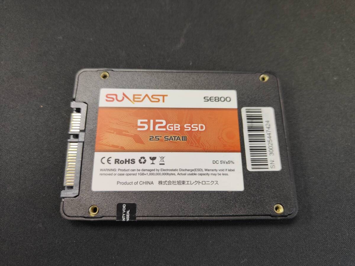 送料込☆動作確認済☆SUNEAST 2.5インチ SSD 512GB 7mm 使用時間 5140時間 SE800_画像2