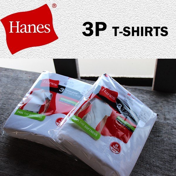 新品　送料無料　(ヘインズ)Hanes 半袖Tシャツ 3枚パックＸ2　　計6枚　セット　丸首　LL_画像2