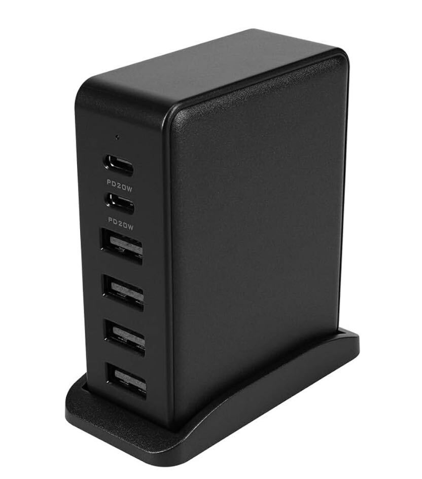 オウルテック USB 充電器 合計最大64W PD20W USB Type-C×2 Type-A×4 スタンド付き PSE認証品 ブラック OWL-APD64C2A4-BK 未使用未開封品_画像1