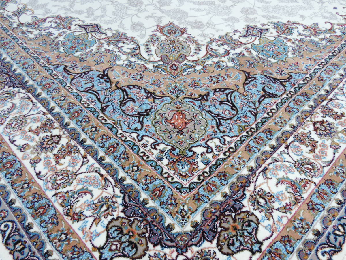 ペルシャ絨毯 カーペット ラグ 63万ノット ウィルトン織り 機械織り ペルシャ絨毯の本場 イラン 大型サイズ 200cm×200cm o13 本物保証_画像5