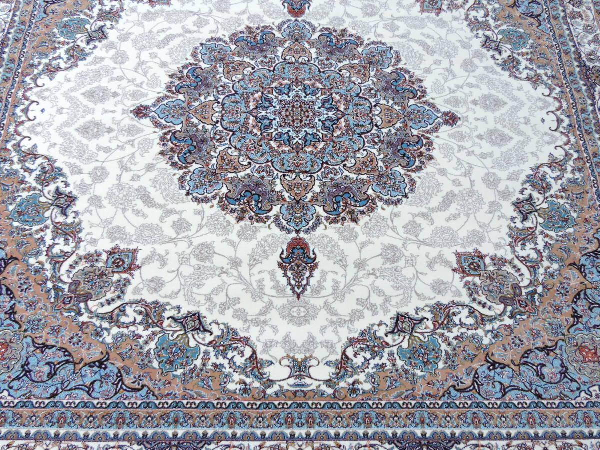 ペルシャ絨毯 カーペット ラグ 63万ノット ウィルトン織り 機械織り ペルシャ絨毯の本場 イラン 大型サイズ 200cm×200cm o13 本物保証_画像3