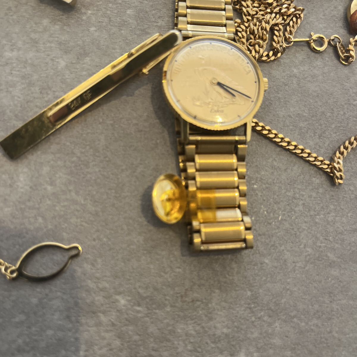  accessory set sale 18k stamp equipped EXPO 24k gf gp necklace cuffs clock gold genuineness unknown 