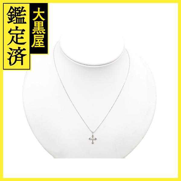 JEWELRY　ジュエリー　ダイヤモンド　クロス　ネックレス　K14・K18WG　ホワイトゴールド　約1.6g　2143400215587【200】_画像3