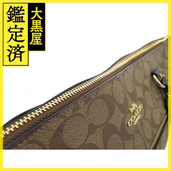 COACH コーチ トートバッグ シグネチャー ベージュ ブラック コーティングキャンバス レザー F79609【473】_画像6