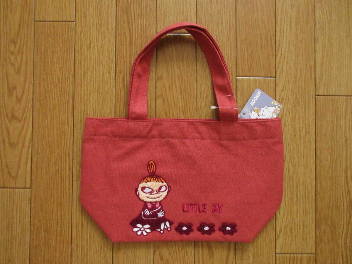 ムーミン　サガラ刺繍 ミニ トートバッグ　（リトルミイ　エンジ）　ランチバッグ　ミニトート　バッグ　ミイ