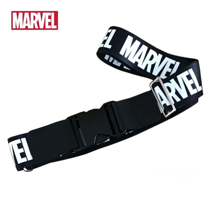 MARVEL マーベル　スーツケースベルト　（ブラック×ホワイト）　トランクベルト　旅行グッズ　トラベルグッズ　アメコミ_画像1